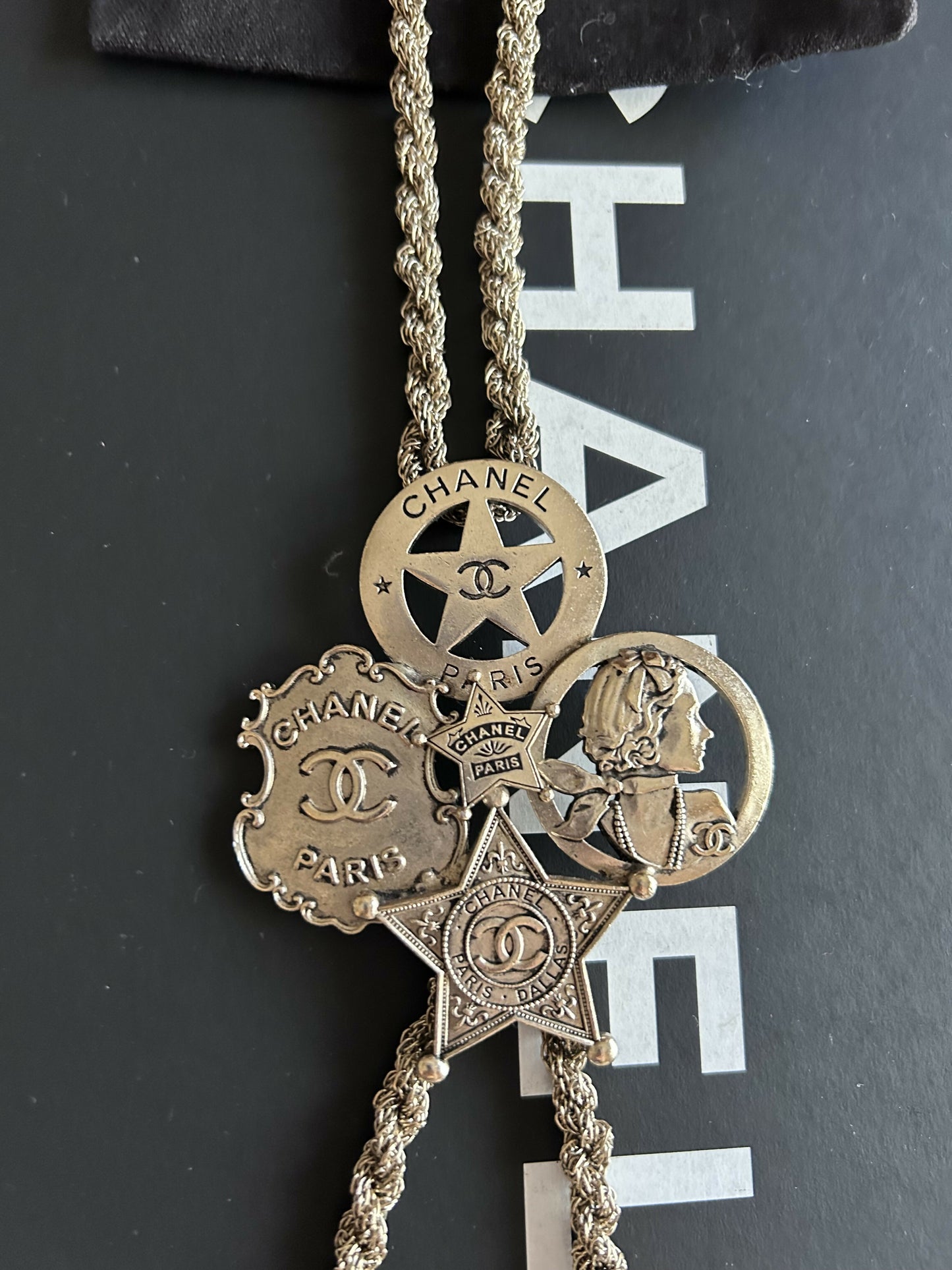 Chanel Bolo Dallas Tie Necklace with Charms