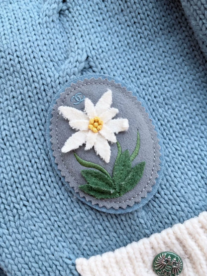 Chanel 2015 Blue Cashmere Badge Cardigan