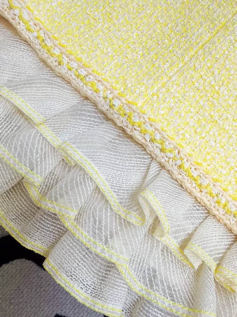 Chanel 19S pale yellow sequined lace skirt