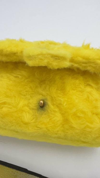 Chanel Vintage 1994 Yellow Fur Top Handle Bag