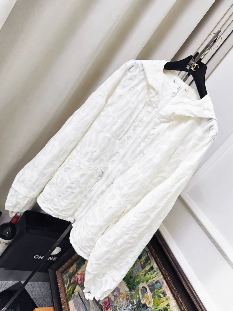 Louis Vuitton SS23 White Printed Hooded Zip-Up Jacket