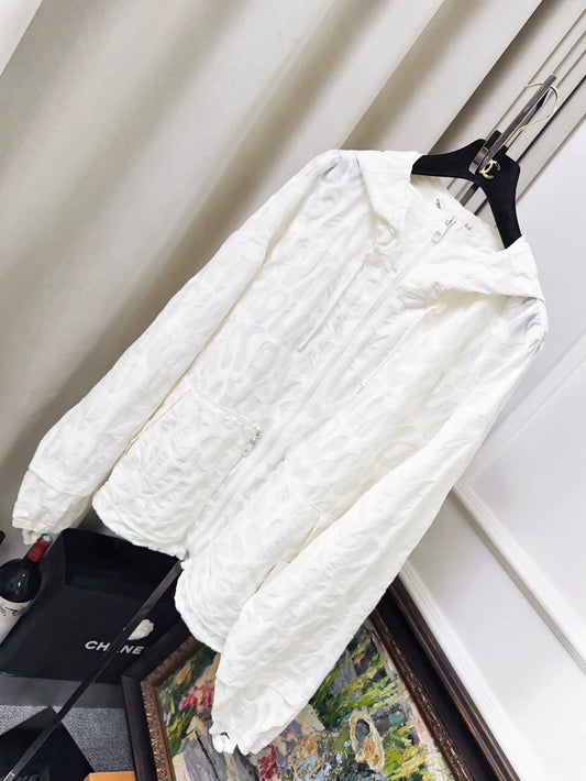Louis Vuitton SS23 White Printed Hooded Zip-Up Jacket