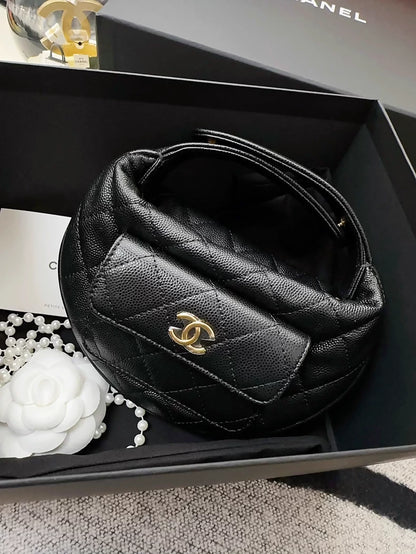 Chanel 23B black and gold crescent moon handbag