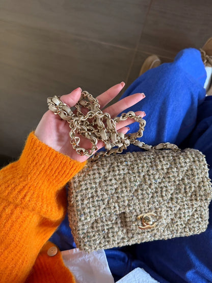 Chanel 21A Gold Multi-element Woven Mini CF