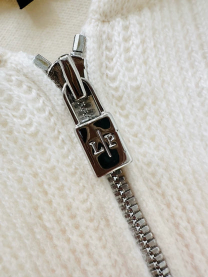Loro Piana ecru classic knitted hooded cashmere cardigan