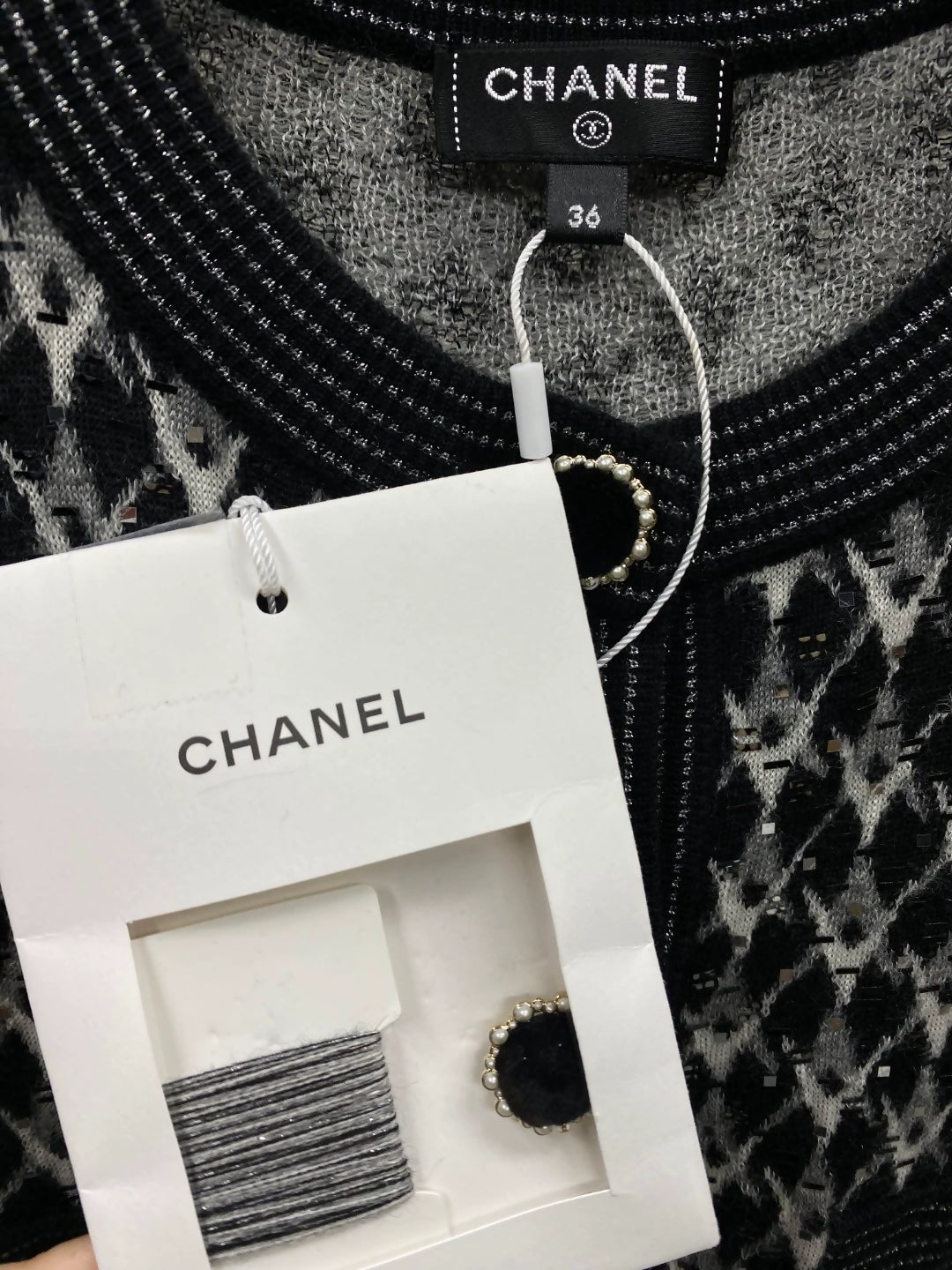 Chanel 21A black grey sequined jumpsuit