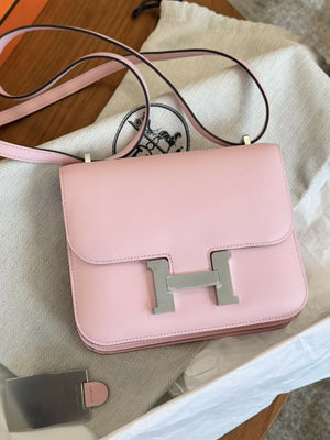 Hermès Constance 19 Rose Sakura Leather with Brushed Palladium Hardware