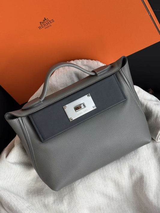 Hermès 24/24 Mini Nuage / Noir Evercolor Leather with Palladium Hardware
