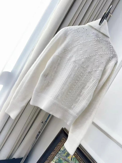 Chanel 23N off-white turtleneck cashmere sweater