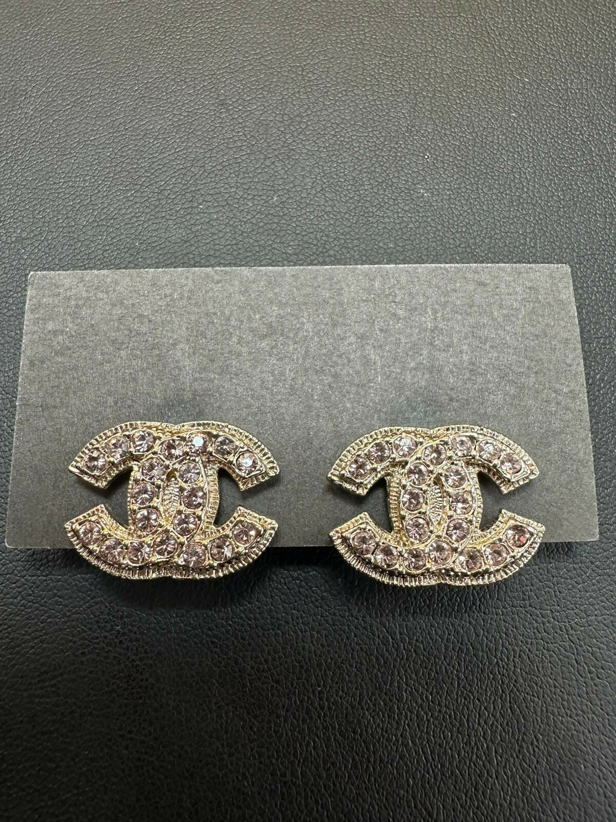 Chanel Vintage 2008 Rhinestone Light Pink Stud Earrings