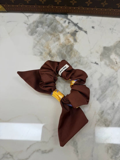 Miu Miu 26s runway floral bow silk scrunchie