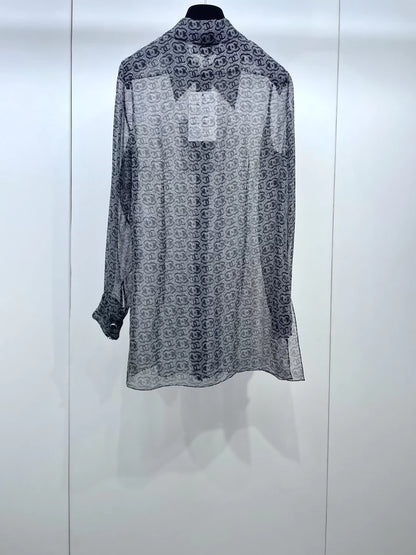 Chanel 23A double-C sheer silk shirt