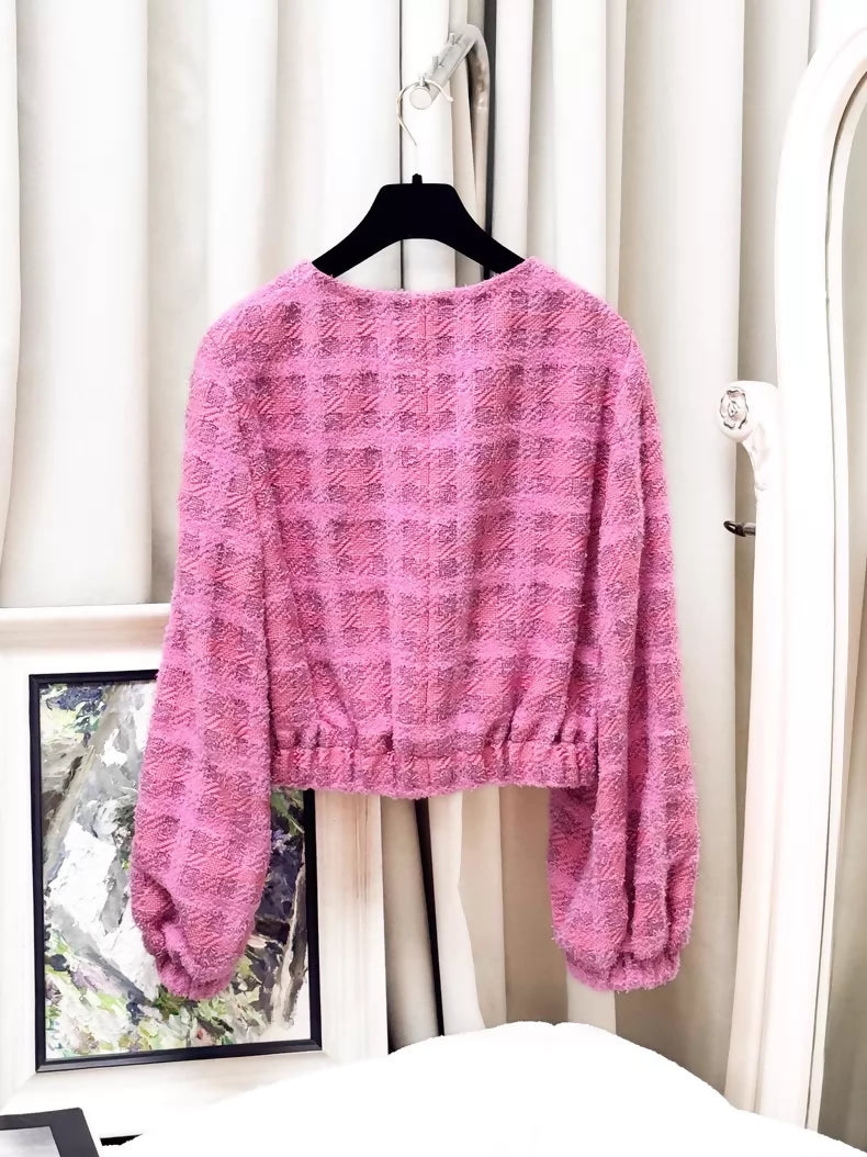Chanel 24P Barbie pink tweed jacket