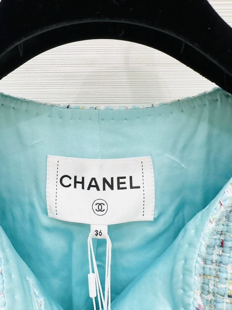 Chanel 25a jacket in light blue tweed
