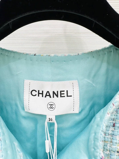 Chanel 25a jacket in light blue tweed