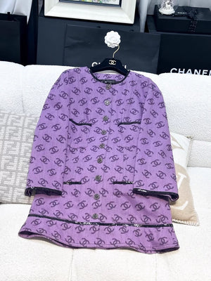 Chanel 22SS purple denim cc logo dress jacket