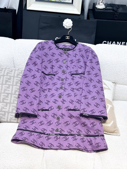 Chanel 22SS purple denim cc logo dress jacket