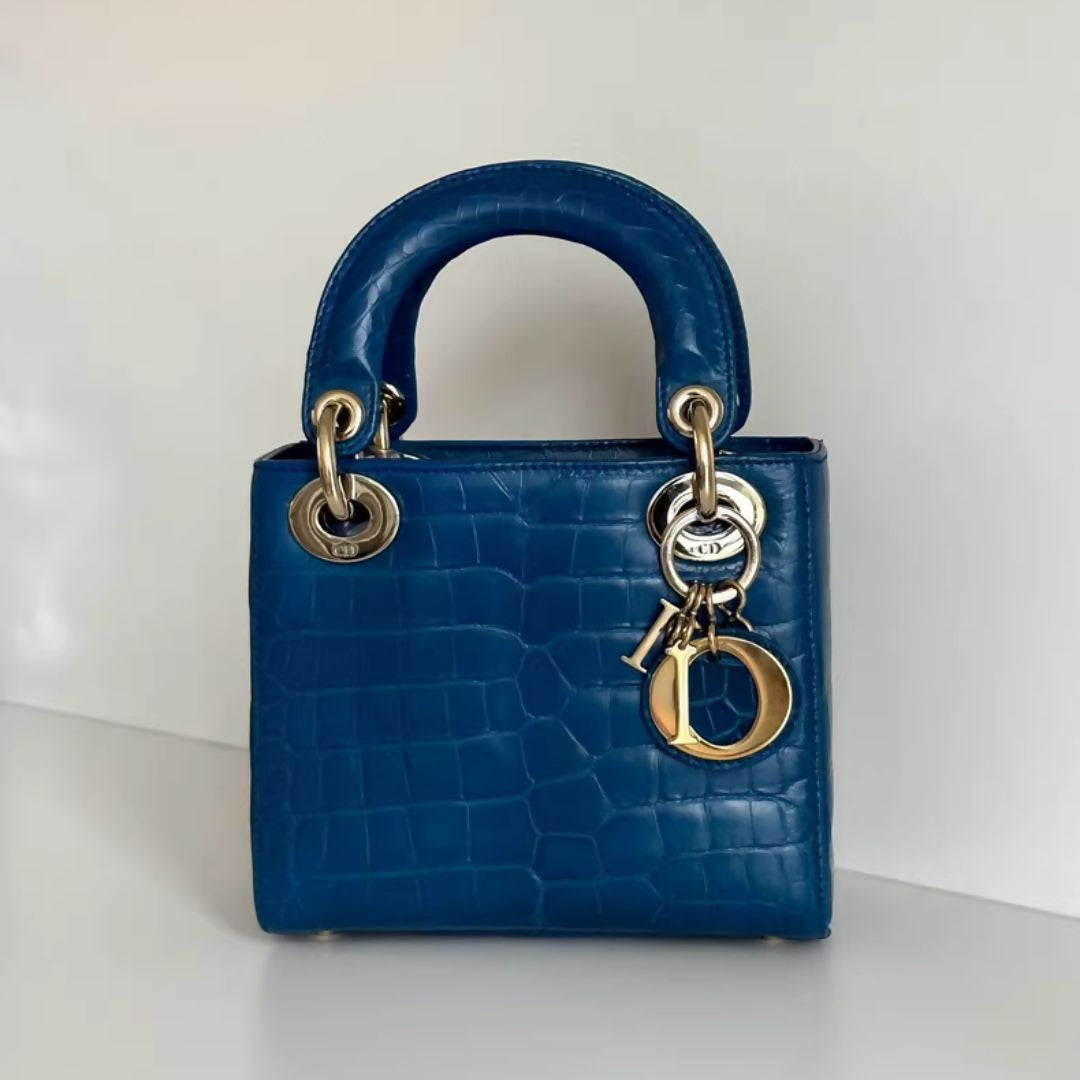 Dior Lady bag Blue Crocodile leather – Wararni.com