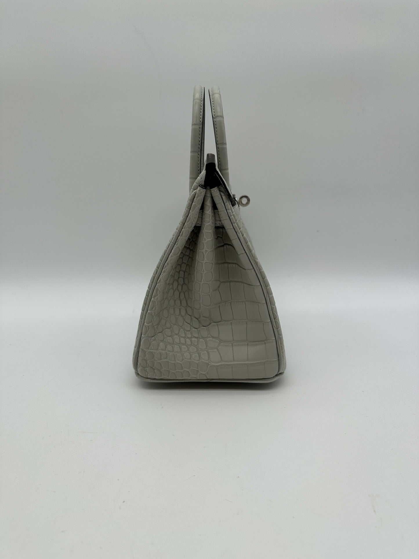 Hermès Birkin 25 Matte Alligator Gris Neve PHW W 2025