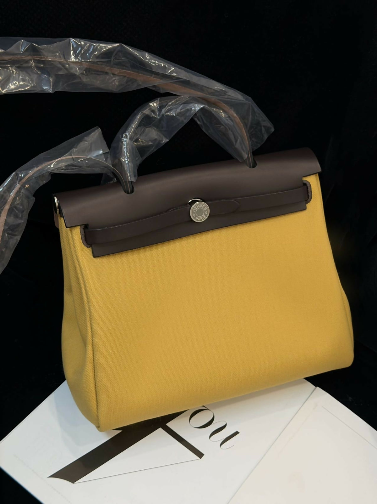 Hermès Herbag Zip 31 Ébène Canvas & Leather with Paille Accent