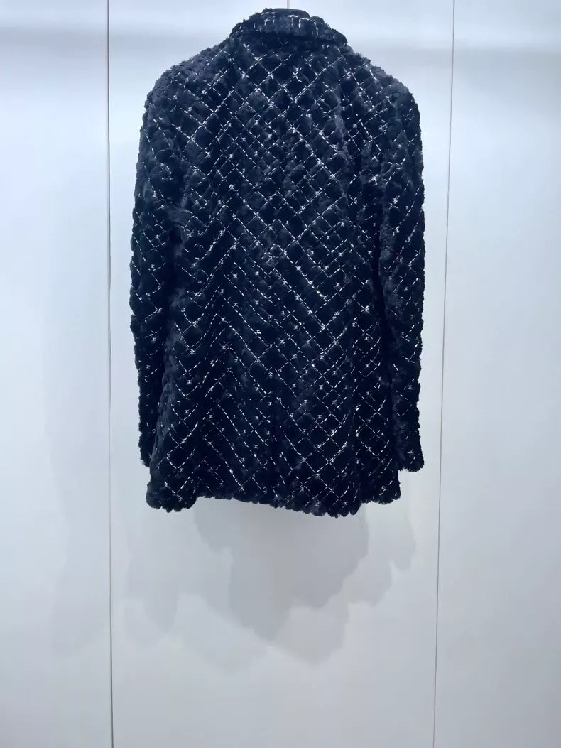 Chanel 22B black faux fur jacket