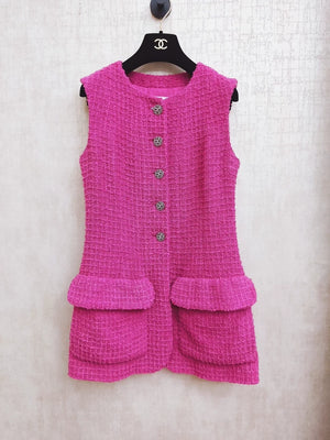 Chanel 22S Barbie Pink Sleeveless Tweed Vest
