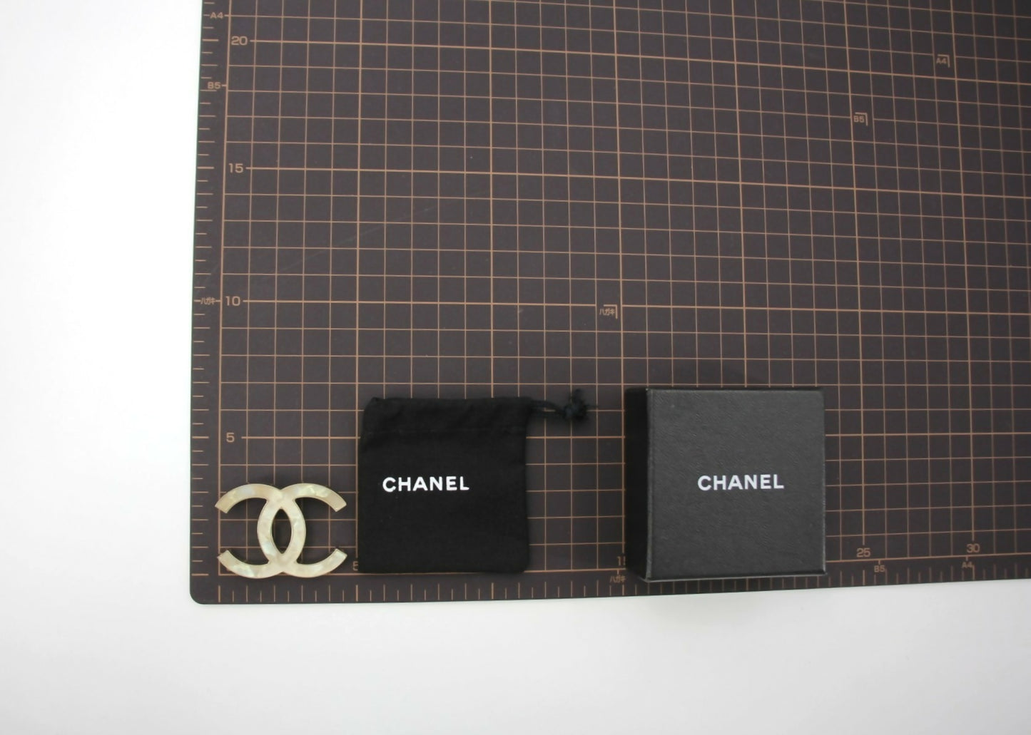 Chanel Vintage B11A Mother-of-Pearl Large CC Matte Gold Brooch