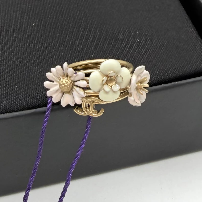 Chanel enamel flower ring