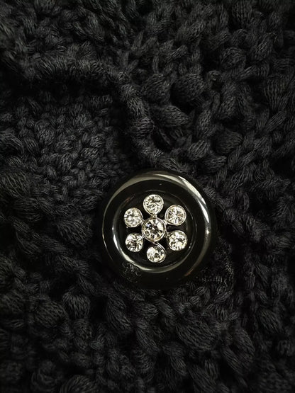 Chanel 25c black crochet knit cardigan