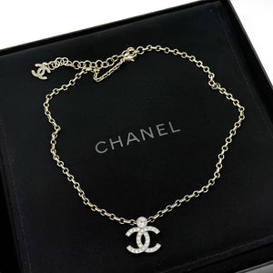 Chanel sparkling diamond double C pendant necklace