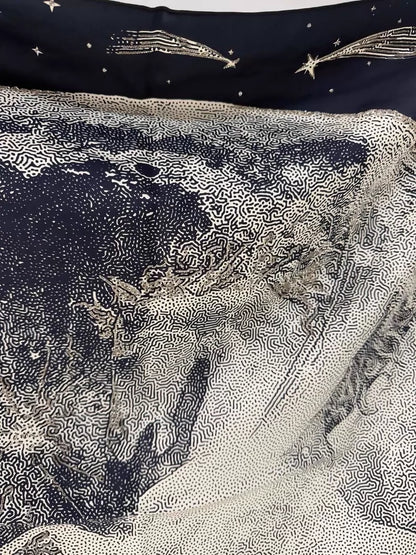 Hermes Limited Edition Deep Blue Moon Silk Scarf