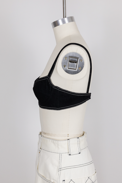 Chanel Vintage 1994 Spring/Summer Vintage Black Denim Bra Bustier