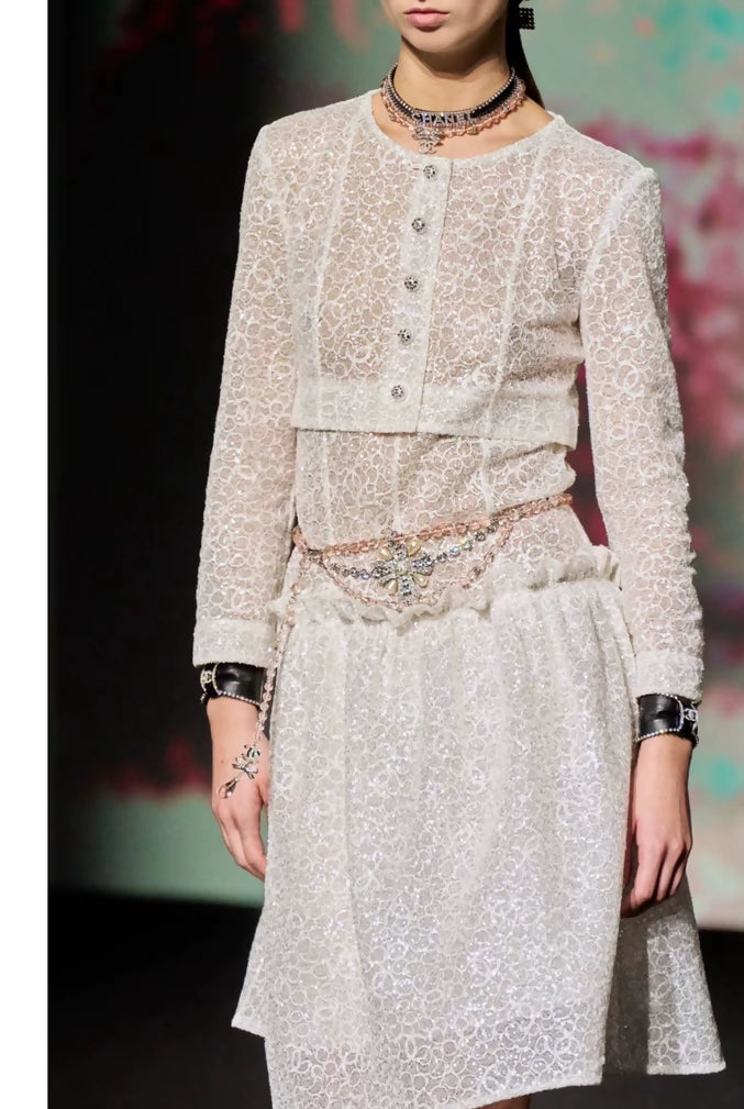 Chanel 23S ecru sequined dress