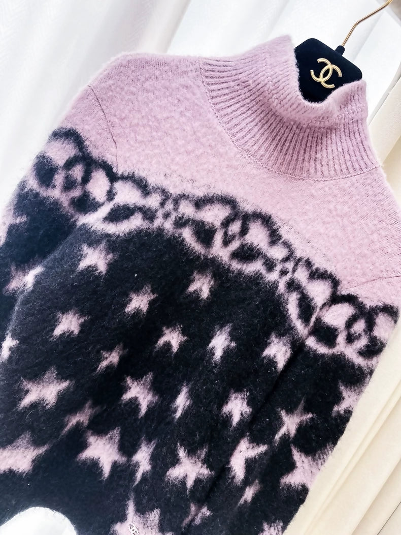 Chanel 23N Purple and Black Cashmere Sweater