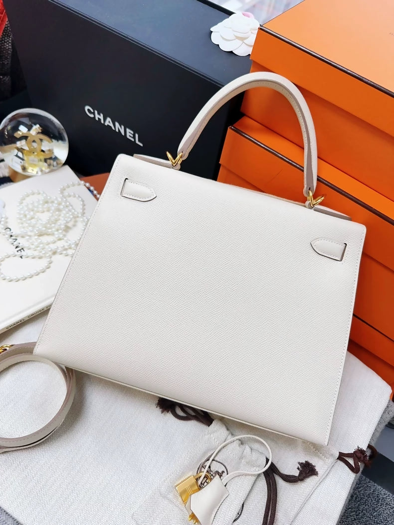Hermes Kelly 28 ecru epsom leather gold hardware
