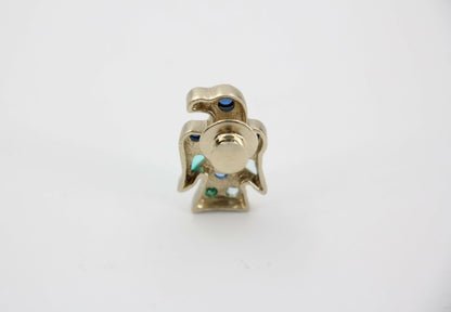 Chanel Vintage 07A Gripoix Blue Black & Green Eagle Brooch