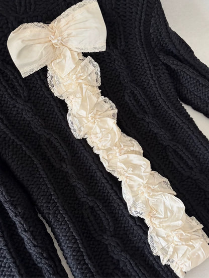 Chanel 15A Black Cashmere Bow Sweater