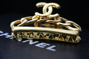 Chanel Vintage 98P Gold-plated Chain CC Logo Hair Clip