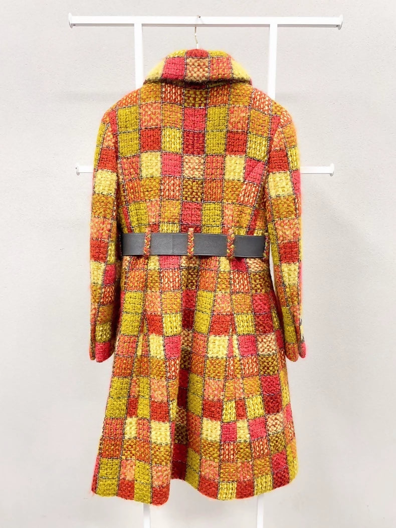 Chanel 18 Orange yellow tweed long coat