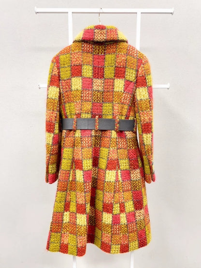 Chanel 18 Orange yellow tweed long coat
