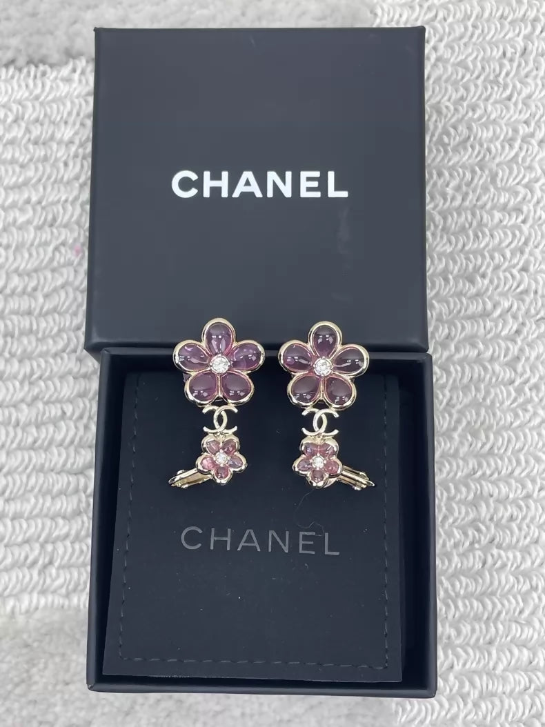 Chanel 26C Crystal Flower Rhinestone Earrings