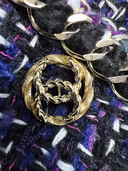 Chanel 23B purple tweed zip-up vest