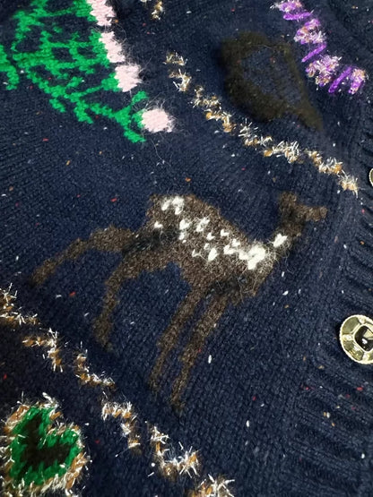 Chanel 25n Coco Neige Ski Collection navy blue knit cardigan