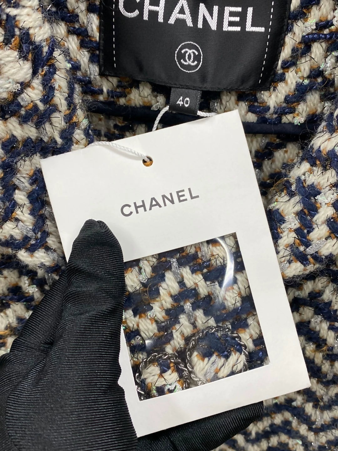 Chanel 19K black 
whitetweed jacket