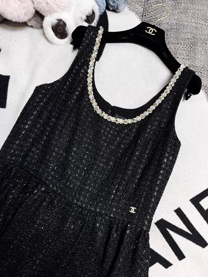 Chanel 23S black tweed dress