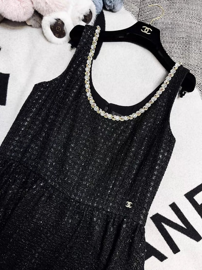 Chanel 23S black tweed dress