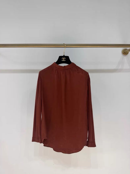 Chanel 24A burgundy double C print reversible shirt