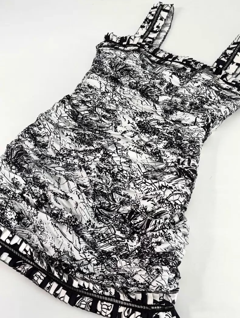 Chanel 22C Black and White Graffiti Dress