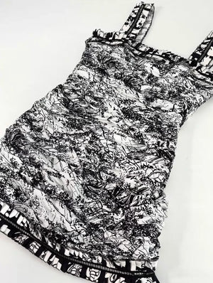 Chanel 22C Black and White Graffiti Dress