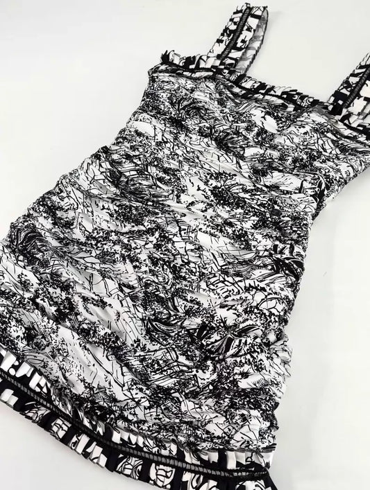 Chanel 22C Black and White Graffiti Dress